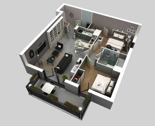 Desain tipe 45 2 kamar minimalis