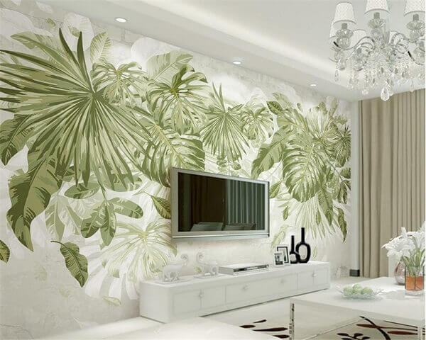 wallpaper ruang tamu daun