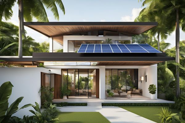 tropical home with solar panel